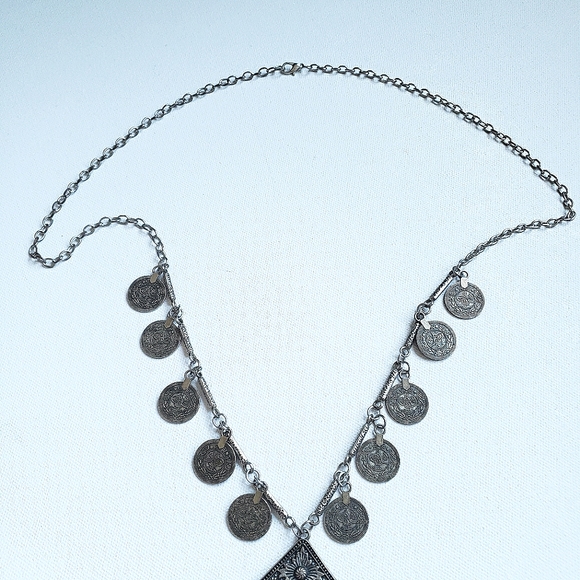 Tribal Coin Tassel Statement Necklace - Picture 2 of 14